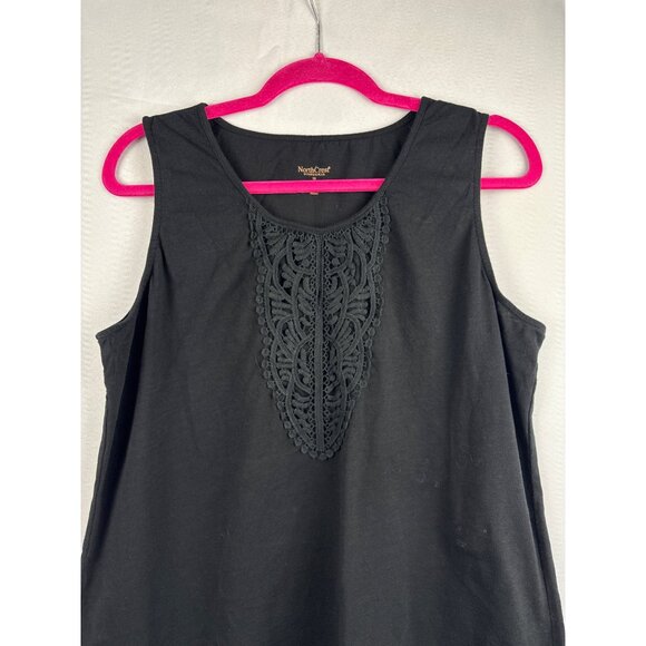 NorthCrest Womens Plus Black Sleeveless Top 1X Cotton/Polyester Blend - Picture 1 of 4